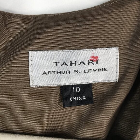 NWT Tahari  (Arthur S. Levine)  Taupe Beige Dress Size 10 - Picture 4 of 8
